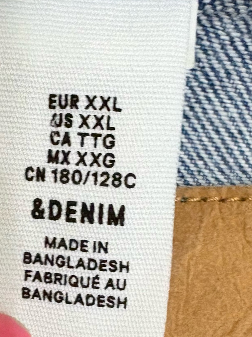 & Denim Women’s Blue Denim Jacket Size XXL Font Tie Barn Chore Jean H&M Pockets - Picture 8 of 10